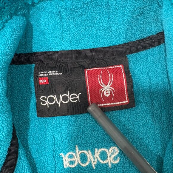 Spyder M Turquoise Blue Cable Core Full Zip Fitted Cardigan Sweater - Picture 5 of 5